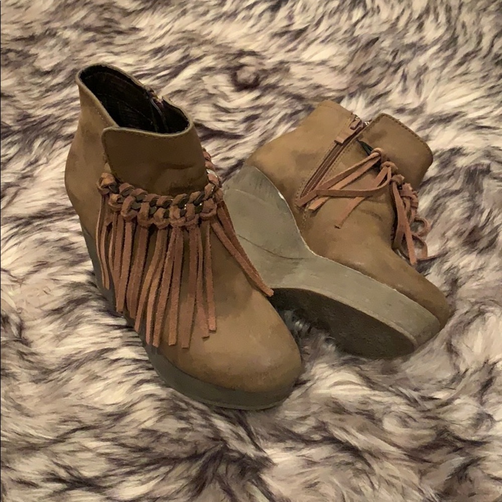 Sbicca Wedge Fringe Bootie